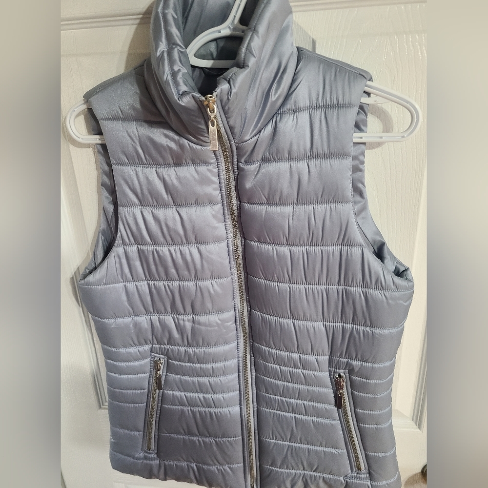 Jesse Fitted Quilted Vest Size Small Silver